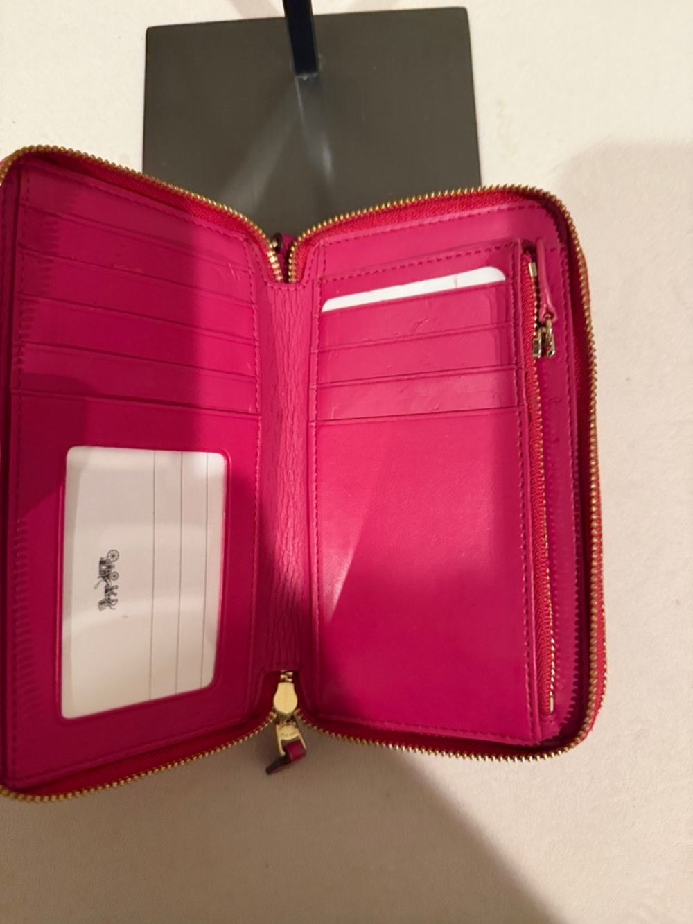 Coach Hot Pink Double Zip Leather Wallet with Gold Hardware - Picture 6 of 8